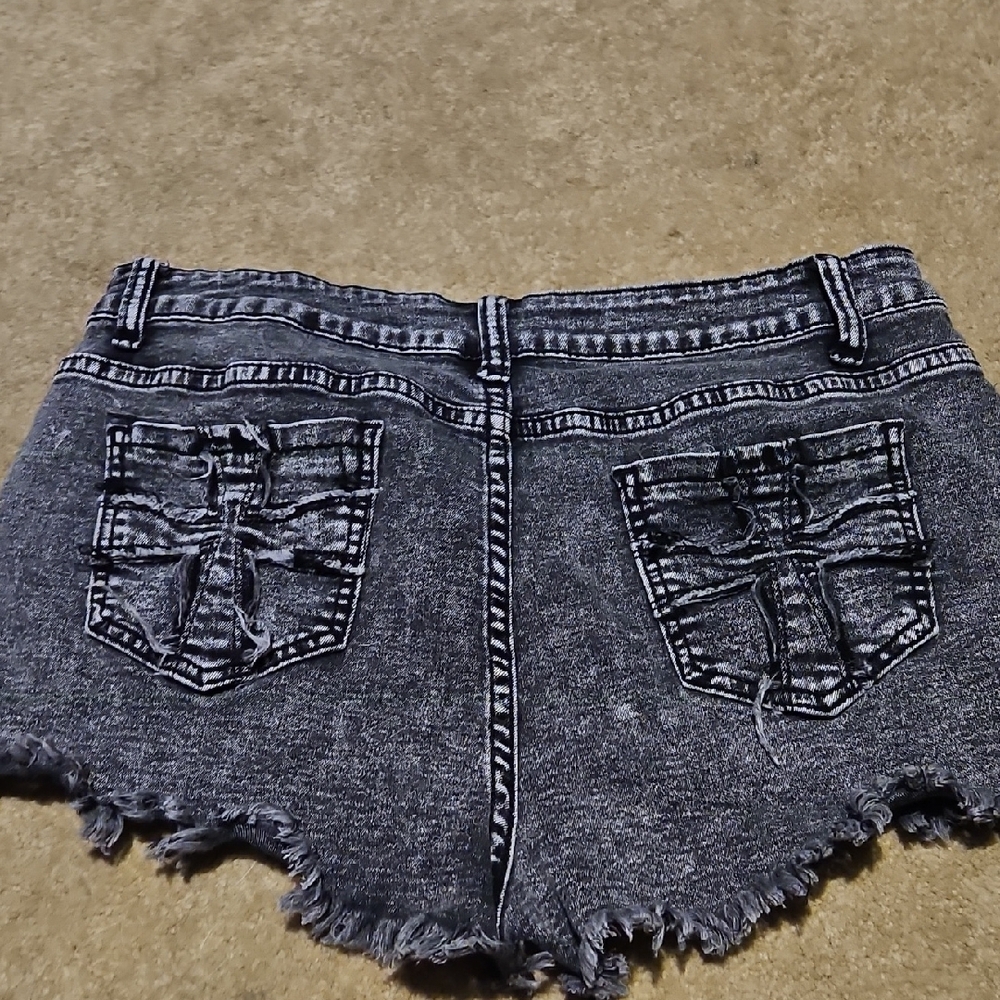 Black Denim Shorts - Picture 4 of 5
